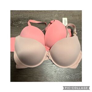 Soma plunge embraceable tailored push up bra bundle pink beige 38C